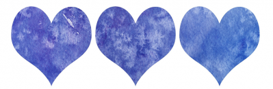 Three blue hearts in a row